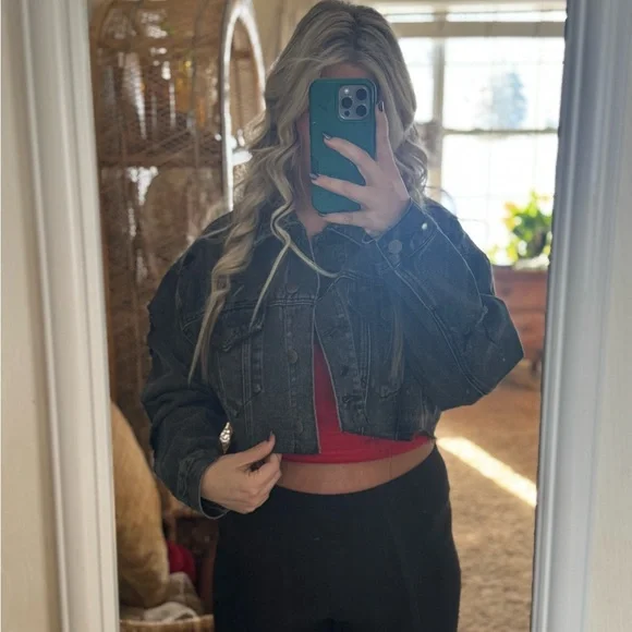 Black Cropped Distressed Denim Jacket by Mono B - Picture 1 of 7